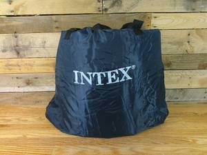 lot 131 image: Intex 18 Pillow Top Air Mattress with Electric Pump and Headboard - Queen Size
