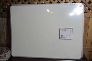 lot 133 image: Universal Dry Erase Board, Melamine, 48 x 36, White, BlackGray AluminumPlastic Frame
