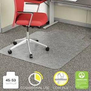 lot 156 image: EconoMat Occasional Use Chair Mat for Low Pile Carpet, 45 x 53, Wide Lipped, Clear