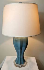 lot 12 image: Mid Century Turquoise Glass Lamp