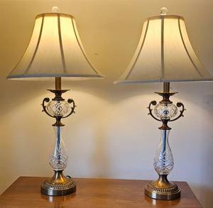 lot 15 image: Pair of 31 Crystal Lamps