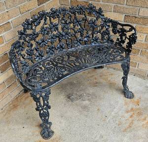 lot 90 image: Cast Iron Garden Bench 38 L x 13 D x 28 H