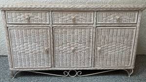 lot 33 image: Vintage Wicker Sideboard