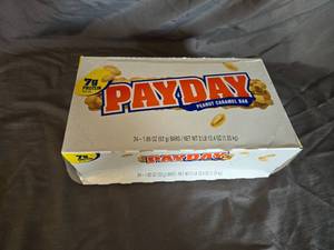 lot 25 image: Box of 24 Payday candy bars Best By 52024