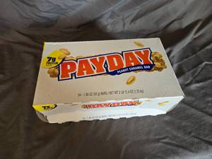 lot 27 image: Box of 24 Payday candy bars Best By 52024