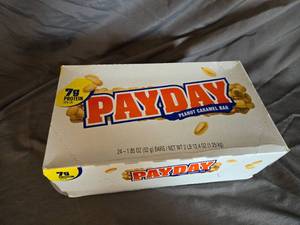 lot 29 image: Box of 24 Payday candy bars Best By 52024