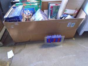 Box of christmas items. As shown.