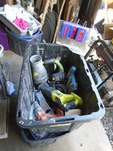 Tub of tools. As shown.