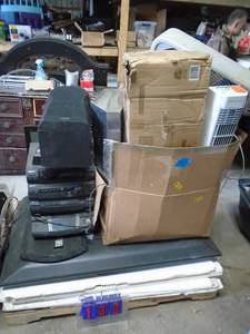 Pallet with tv, stereo, vent hood, fan. As shown.