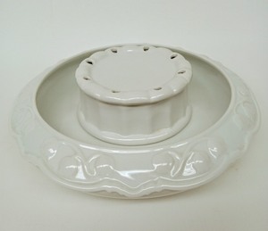 lot 46 image: Vintage DRESDEN Ceramic Centerpiece Bowl and Flower Frog
