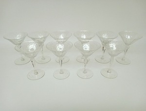 lot 38 image: Vintage Crystal Martini Glasses - QTY 11