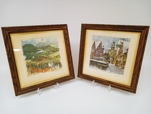lot 34 image: Pair of Vintage German Framed Hand-Colored Etchings
