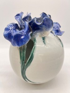 lot 12 image: TOYO Pottery Iris Vase - Japan