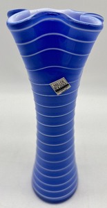 lot 23 image: MILLER ROGASKA Blue Crystal Vase - Poland