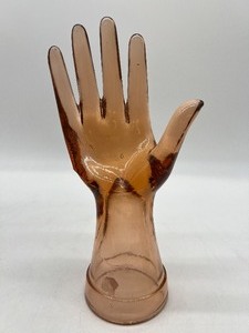 lot 30 image: Vintage Rose Glass Hand Ring Jewelry Display
