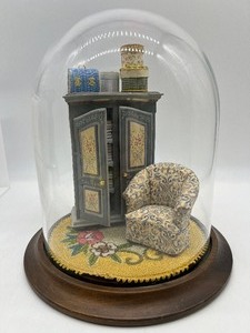lot 8 image: Vintage Miniature Diorama - Cozy Chair and Armoire