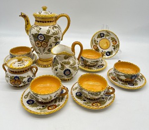 lot 144 image: Vintage Teapot, Sugar, Creamer, Cups and Saucers - ITALY