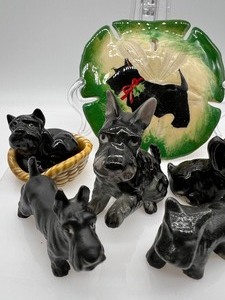 lot 149 image: Vintage Miniature Scotty Dogs including Trinket Box