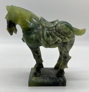 lot 173 image: Vintage Carved Jade War Horse