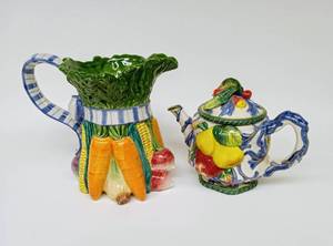 lot 105 image: FITZ AND FLOYD Ceramic Pitcher and Teapot