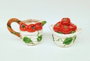 lot 62A image: FITZ AND FLOYD Classics Sugar and Creamer - Tomatoes