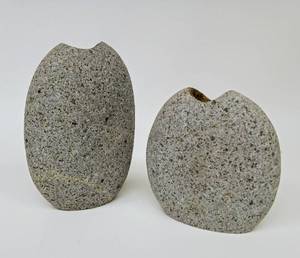 lot 110 image: Pair of Japanese Stone Bud Vases