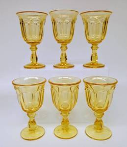 lot 219 image: Set of Six Vintage Amber Wine Glasses