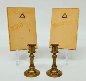 lot 227 image: Pair of Small Portraits and Candlesticks