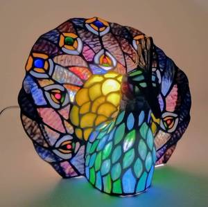 lot 233 image: Vintage TIFFANY Style Peacock Table Lamp