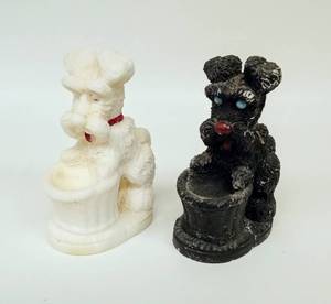 lot 238 image: Pair of Black & White Chalkware Scotty Dogs