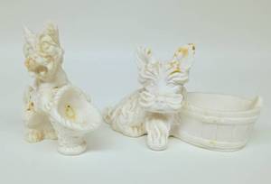 lot 239 image: Pair of Vintage White Chalkware Scotty Dogs