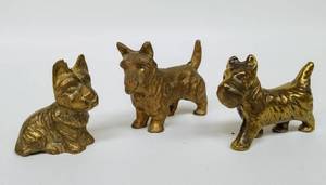 lot 240 image: Trio of Miniature Brass Scotty Dogs