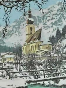 lot 291 image: Framed Artist Signed Artwork By HANS FIGURA Village in the Alps