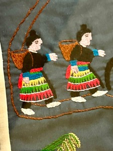 lot 294 image: Vintage Hand Stitched Peru Farming Collage Embroidery Framed Artwork
