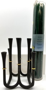 lot 308 image: Vtg 50s JES QUISTGAARD for DANSK 8 Candle Cast Iron Candelabra Holder & Tapered Candles