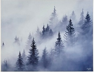 lot 322 image: Framed Artist Signed Photograph from THE NATURE GALLERY Titled VALLEY FOG Summer fog rising through the evergreens STEVENS CANYON - Mt. Rainier National Park From the RON MELLOTT GALLERY