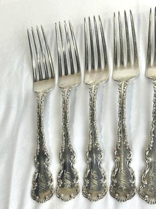 Six Vintage Weld & Sons 7.5 Sterling Silver Dinner Forks with Monogram (290 grams)