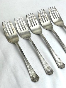 Five Vintage Gorham Fairfax 6 Sterling Silver Monogrammed Forks (152 grams)