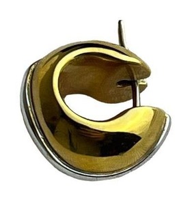 14K Yellow & White Gold Chubby Hoopy Huggy Earrings (3.8 grams)