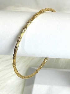 14K Yellow Gold Bamboo Bangle Bracelet (4 grams) with 2 58 inside width