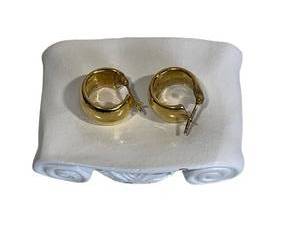 18K Yellow Gold Milor Chubby Hoop Earrings (4.2 grams) with 14 wide White Gold Posts