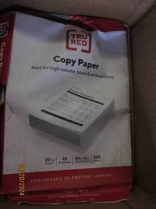 4 reams of tru red copy paper 8.5x11 inch