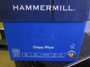 case of hammermill 8.5 inch x 11 inch copy plus paper
