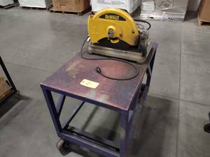 lot 21 image: Dewalt 14 Abrasive Chop Saw, Cart ...