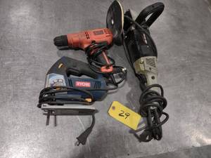 lot 29 image: Drill, Jig Saw, & Sander...