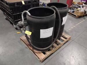 lot 175 image: Oil Pump with (2) Poly Drums...
