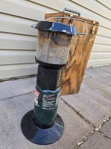 Century Quiet Light propane lantern with homemade storage box
