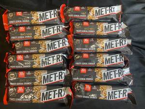 lot 296 image: Met-Rx Fruity Cereal Crunch Bars 30G of Protein - 12-Pack Best by 07262023