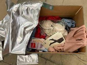 IN 4    Box of Womens Clothes and Shiny Pants