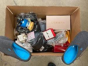 IN 2   Box of Random Items Slippers Shoes Etc